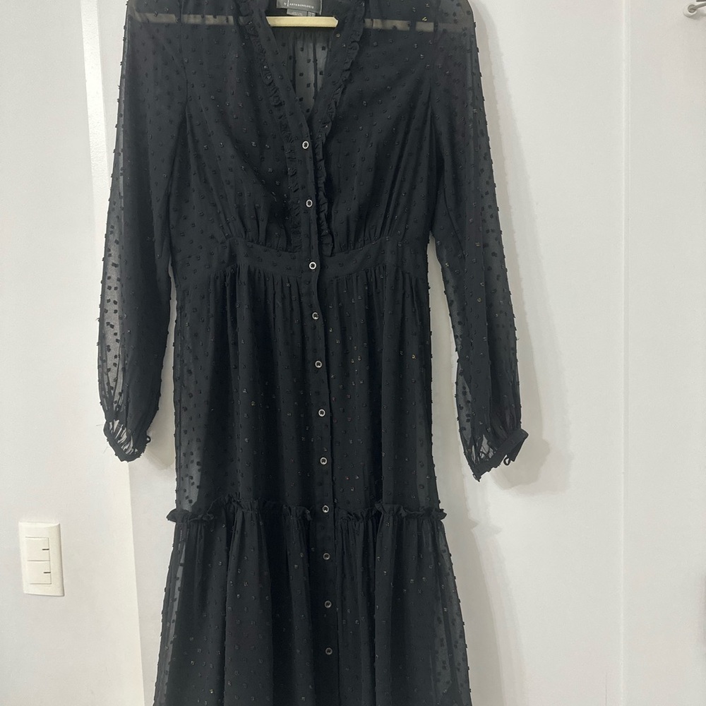 Anthropologie  Black Sheer Dress with camisole